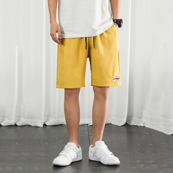 

Мужской Шорты на кулиске заплатка, Горчично-желтый