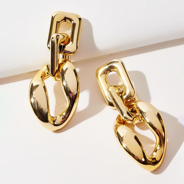 

Link Geometric Drop Earrings, Gold