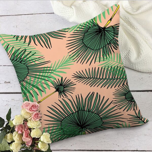 

Leaf Print Cushion Cover Without Filler, Multicolor