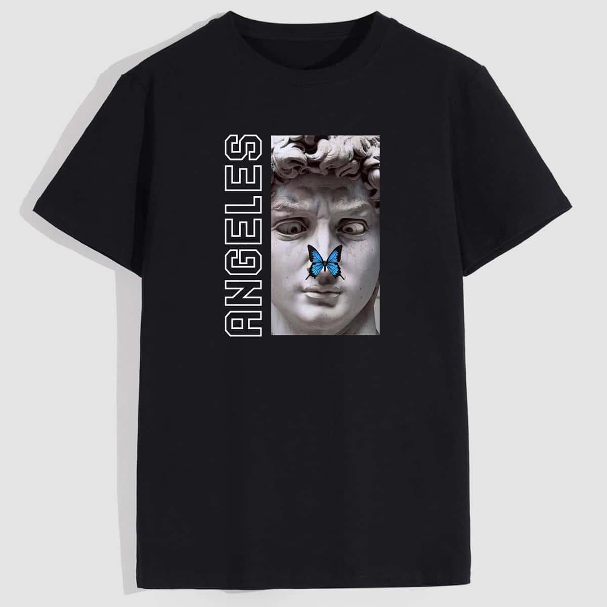 

Guys Figure & Butterfly Print Tee, Black