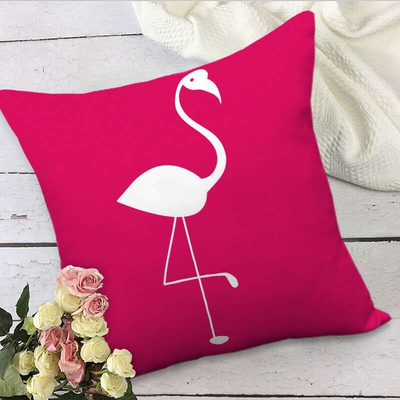 

Flamingo Print Cushion Cover Without Filler, Hot pink