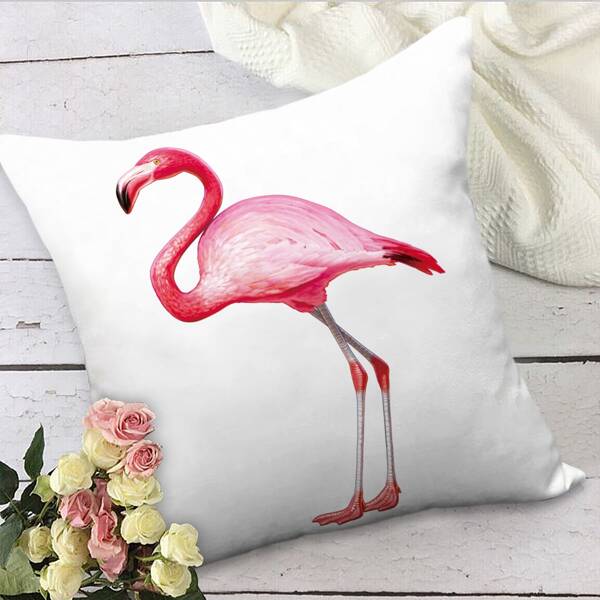 

Flamingo Print Cushion Cover Without Filler, Multicolor