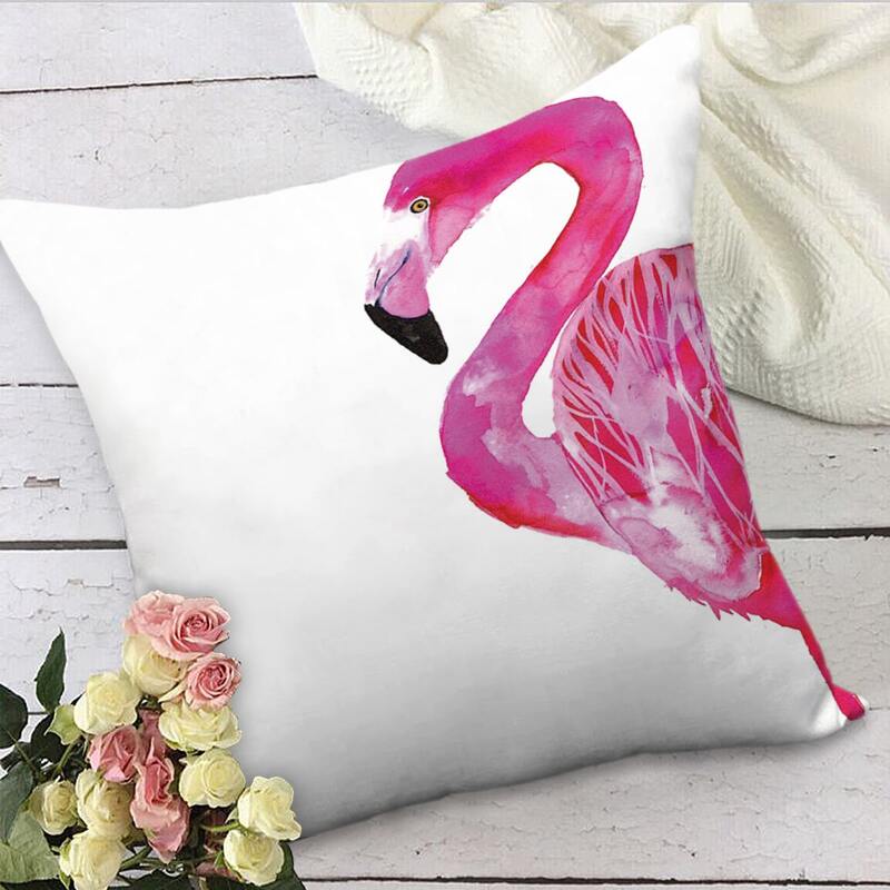 

Flamingo Print Cushion Cover Without Filler, Multicolor