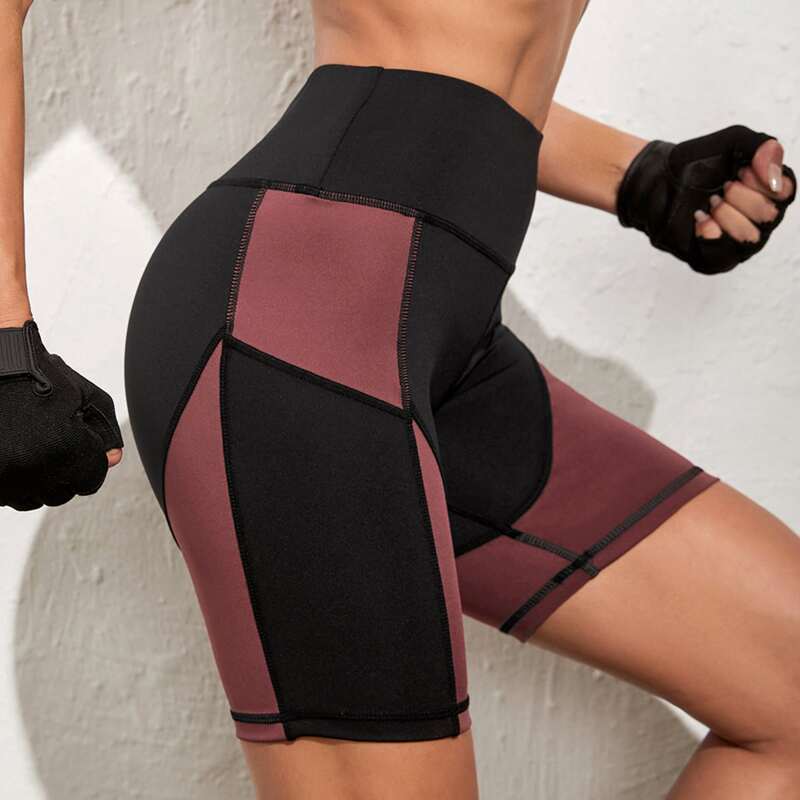 

Softness Colorblock Sports Biker Shorts, Black