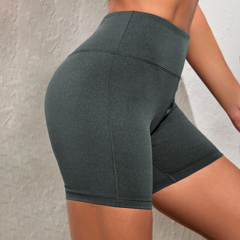 

Wide Band Waist Solid Biker Shorts, Dark grey