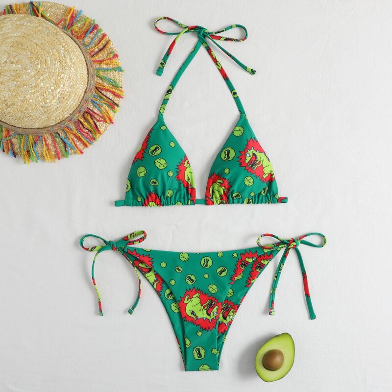 

Cartoon Bikini Swimsuit, Green