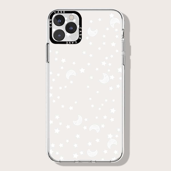 

Star & Moon Pattern Phone Case, Clear