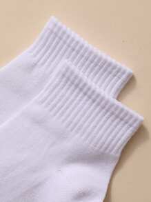 6pairs Plain Crew Socks - White - View 2