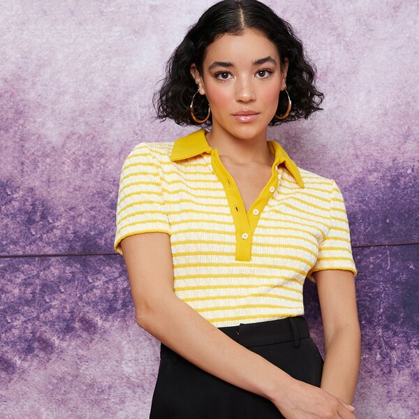 

Striped Polo Shirt, Yellow