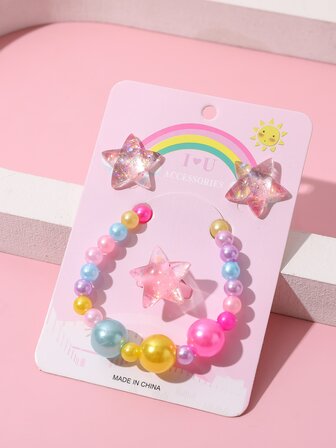 小女童4入組星星裝飾首飾套裝