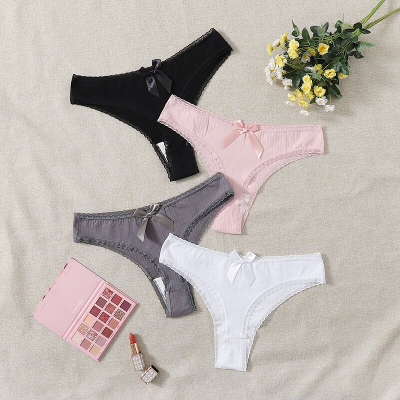 

4pack Plus Bow Decor Panty Set, Multicolor