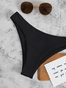 SHEIN Swim Braga de bikini lisa de verano - Negro - Ver 4