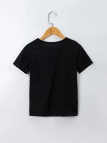 SHEIN Tops con gái Slogan Giải trí - màu đen - Xem 2