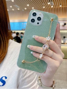 Tpu Glitter Rhinestone Bracelet Phone Case Compatible With Iphone 15, Iphone 15 Pro, And Iphone 15 Pro Max - Green - View 1