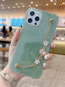 Tpu Glitter Rhinestone Bracelet Phone Case Compatible With Iphone 15, Iphone 15 Pro, And Iphone 15 Pro Max - Green - View 2
