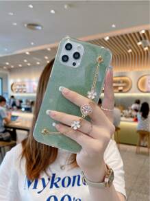 Tpu Glitter Rhinestone Bracelet Phone Case Compatible With Iphone 15, Iphone 15 Pro, And Iphone 15 Pro Max - Green - View 3