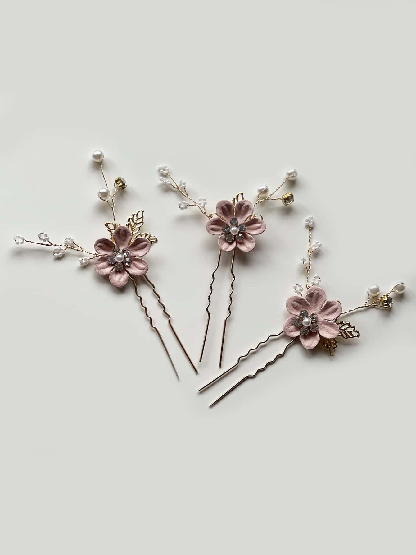 3 piezas Horquilla con diseño de flor - Rosa - Ver 1