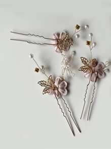3 piezas Horquilla con diseño de flor - Rosa - Ver 2