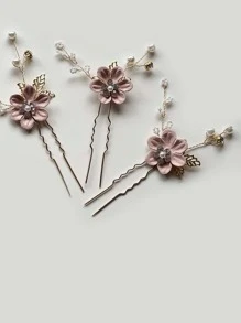 3 piezas Horquilla con diseño de flor - Rosa - Ver 3