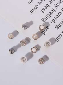 10入組花設計圍巾按扣別針 - 彩色 - 查看 1