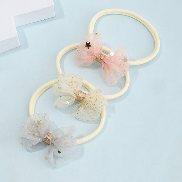 

3pcs Baby Bow Decor Hair Band, Multicolor