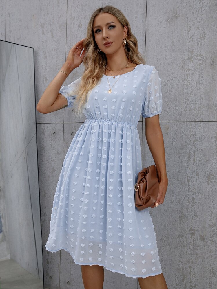 blue swiss dot dress Solid 100% polyester Care instructions Swatch:#adcce3 Electra Dress – Retrofete Size:IT 42 - US 11