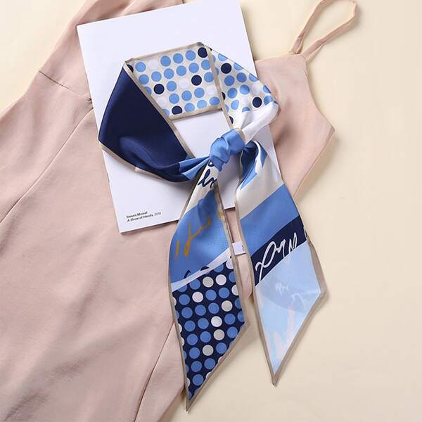 

Polka Dot Print Scarf, Blue