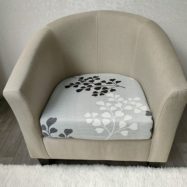 

Leaf Print Seat Cushion Cover, Grey
