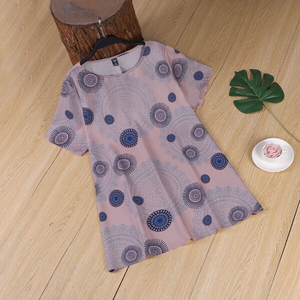 

Plus Geo Print Longline Blouse, Multicolor