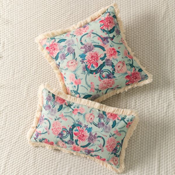

1pc Flower Print Cushion Cover Without Filler, Multicolor