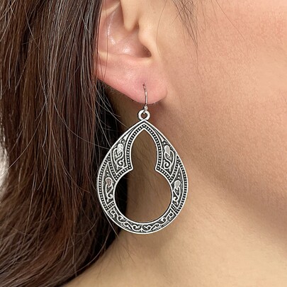Textured Metal Water Drop Earrings