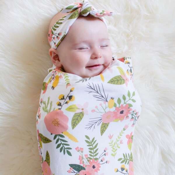 

Baby Girl Floral Sleep Bag With Headband, Multicolor
