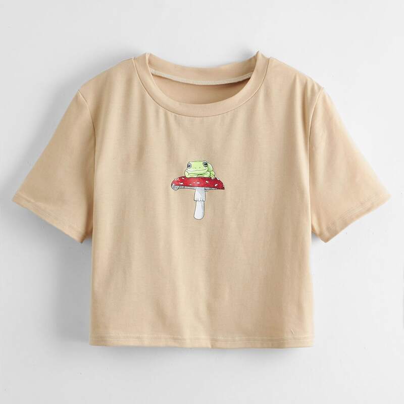 

Mushroom & Frog Graphic Tee, Apricot