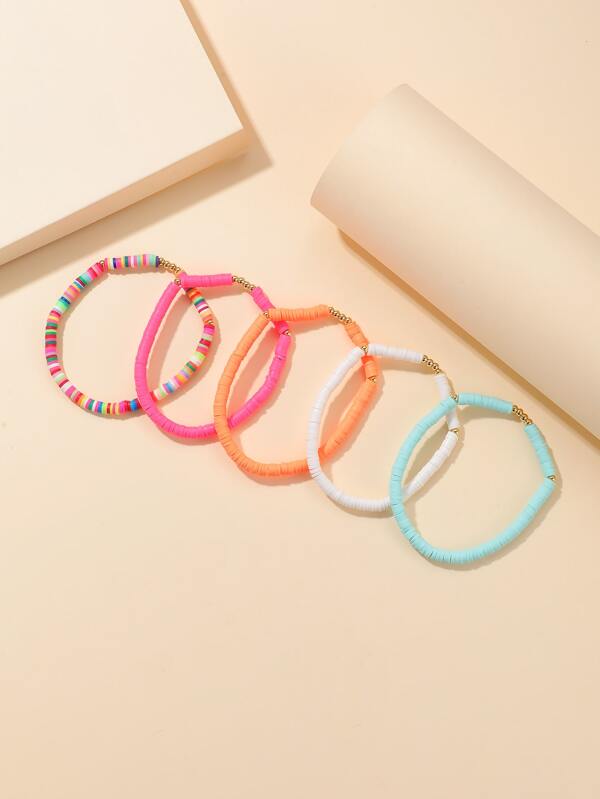 5pcs Simple Beaded Bracelet SHEIN USA