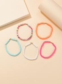 5入組簡約風串珠手鏈 - 彩色 - 查看 3