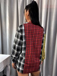 SHEIN SXY Áo sơ mi Nút Sọc ca rô Sẵn sàng - Nhiều màu - Xem 2