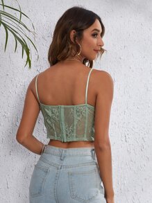 SHEIN Lace Bustier Cami Top - Mint Green - View 2
