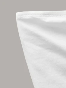 SHEIN EZwear 前抽褶素色短版抹胸上衣 - 白色 - 查看 3