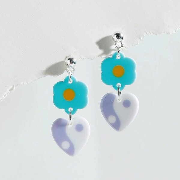 

Yin & Yang Heart Drop Earrings, Multicolor