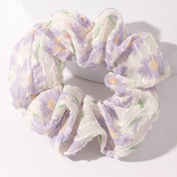 

Floral Print Scrunchie, Purple