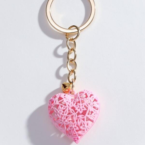 

Heart Charm Keychain, Pink