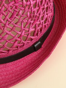 Braided Trilby Hat - Hot Pink - View 3
