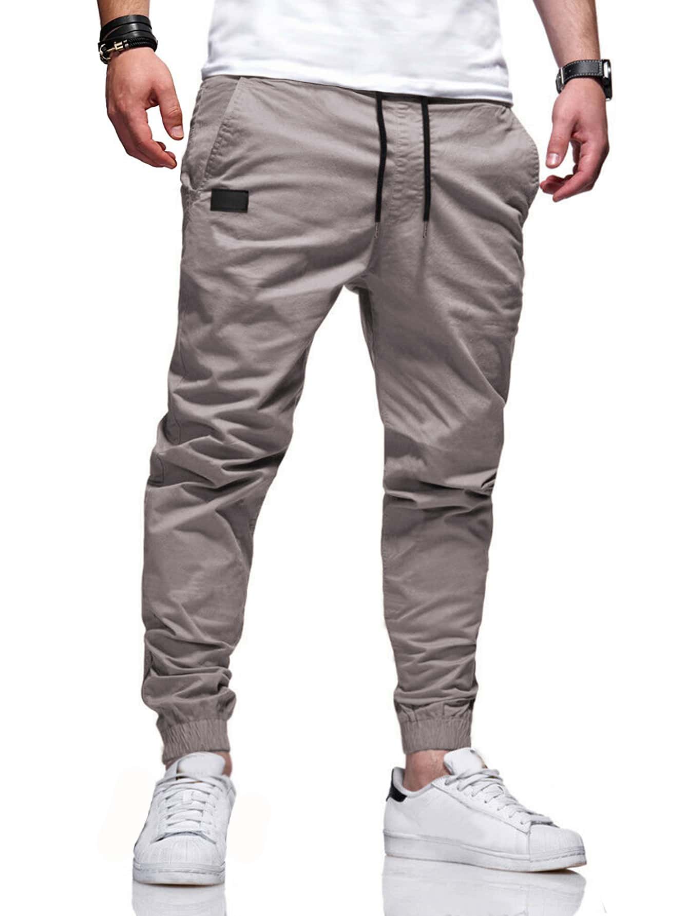 Manfinity Homme Men Drawstring Waist Carrot Pants - Grey - View 1