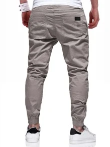 Manfinity Homme Men Drawstring Waist Carrot Pants - Grey - View 2