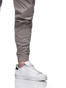 Manfinity Homme Men Drawstring Waist Carrot Pants - Grey - View 3