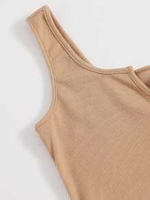 SHEIN EZwear Áo hai dây Nút phía trước màu trơn Giải trí - Nhiều màu - Xem 4