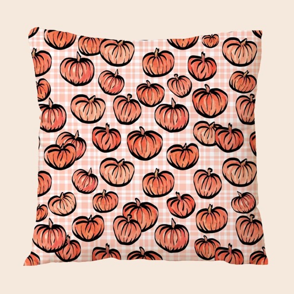 

Pumpkin Print Cushion Cover Without Filler, Multicolor