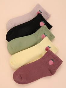 5 pares Calcetines fruta con bordado - Multicolor - Ver 2