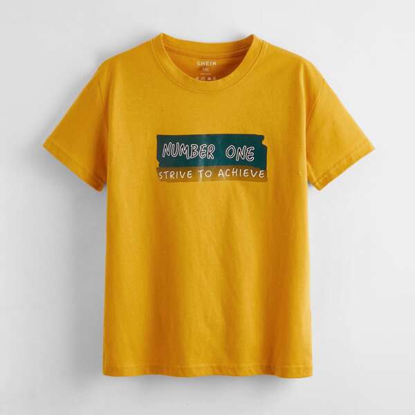 

Boys Slogan Graphic Tee, Mustard yellow
