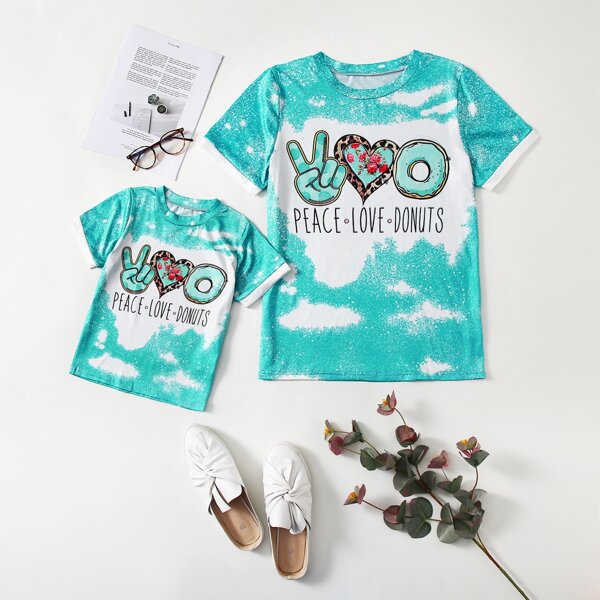 

Toddler Girls Tie Dye Letter Graphic Tee, Blue